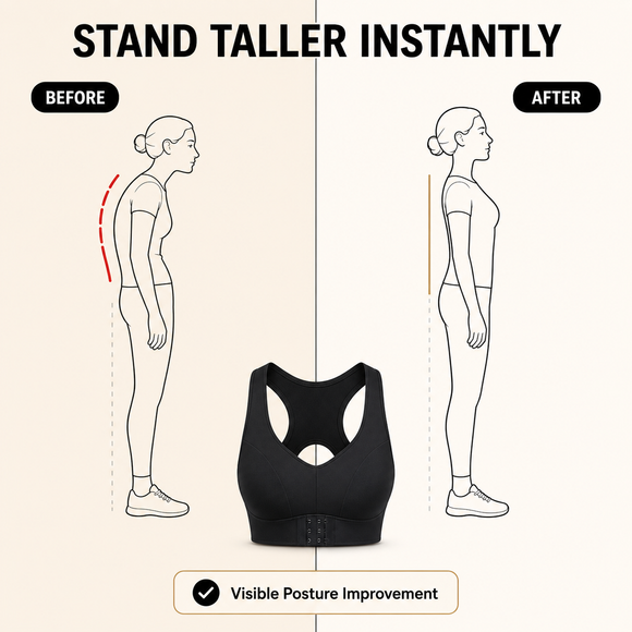 Posture support bra front and back view